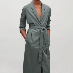 COS Sage Moss Green Tailored Trench Coat Sz S (38)